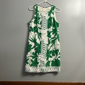 Eliza J Green/White Floral Shift Dress SZ 10